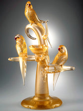 Load image into Gallery viewer, GOLD PARAKEETS Murano Glass Sculpture