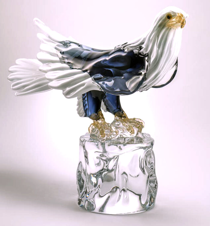 STANDING AMERICAN EAGLE Murano Glass Sculpture