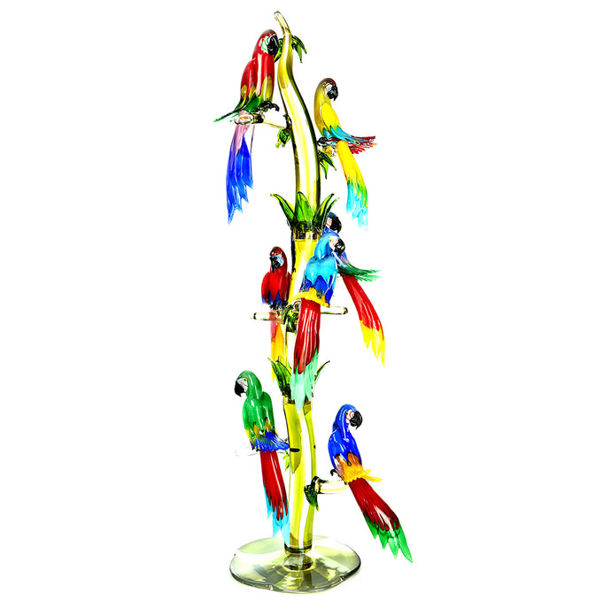 TROPICAL BIRD TREE Murano Glass Sculpture