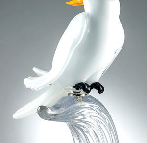 WHITE COCKATOO Murano Glass Sculpture